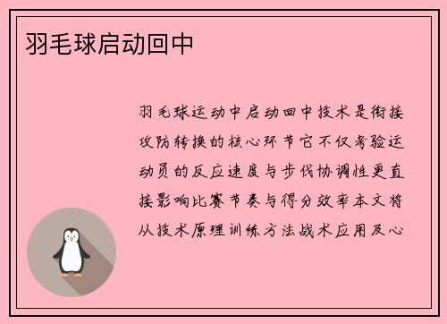 羽毛球启动回中
